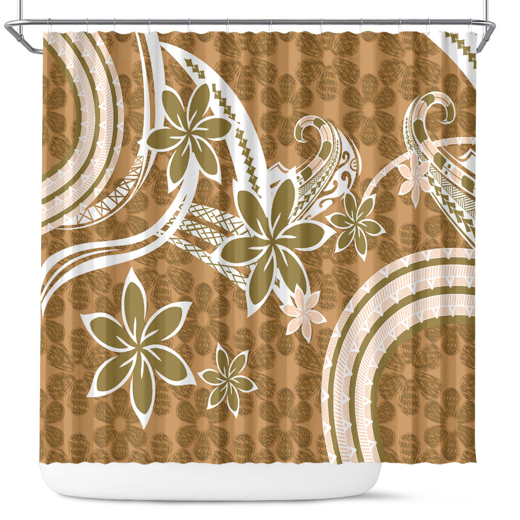 Hawaii Pupuala Plumeria Light Brown Shower Curtain Polynesian Pattern LT01 Light Brown - Polynesian Pride
