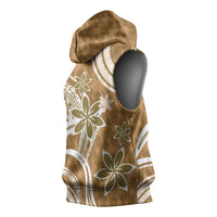 Hawaii Pupuala Plumeria Light Brown Sleeveless Hoodie Polynesian Pattern LT01 - Polynesian Pride
