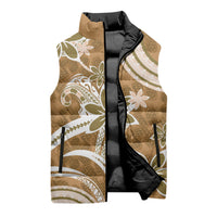 Hawaii Pupuala Plumeria Light Brown Sleeveless Puffer Jacket Polynesian Pattern LT01 - Polynesian Pride