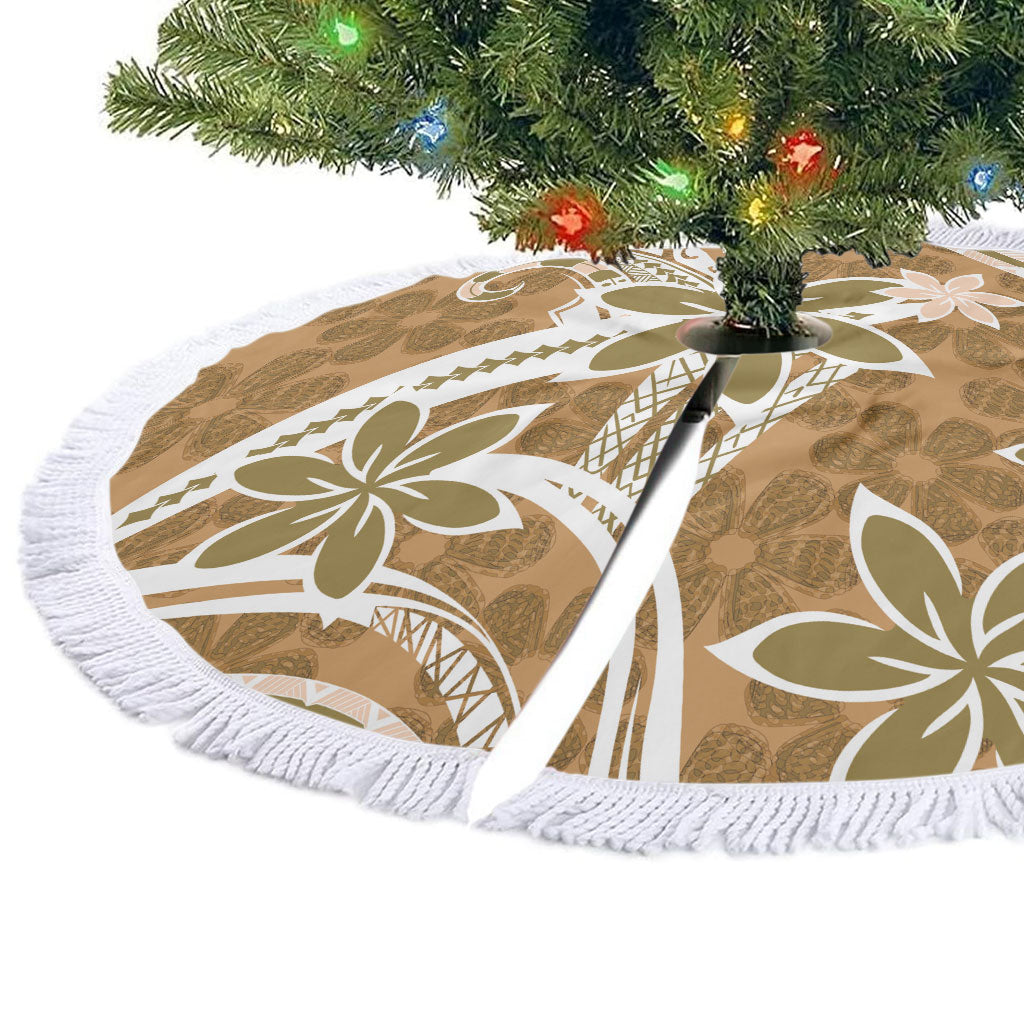 Hawaii Pupuala Plumeria Light Brown Tree Skirt Polynesian Pattern LT01 - Polynesian Pride