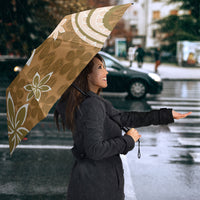 Hawaii Pupuala Plumeria Light Brown Umbrella Polynesian Pattern LT01 - Polynesian Pride