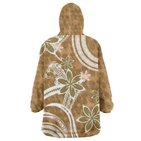 Hawaii Pupuala Plumeria Light Brown Wearable Blanket Hoodie Polynesian Pattern LT01 - Polynesian Pride