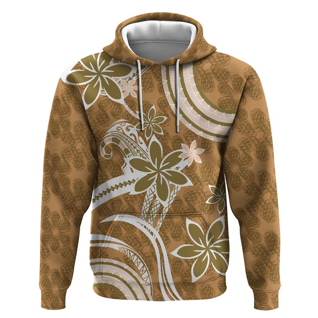 Hawaii Pupuala Plumeria Light Brown Zip Hoodie Polynesian Pattern LT01 Pullover Hoodie Light Brown - Polynesian Pride