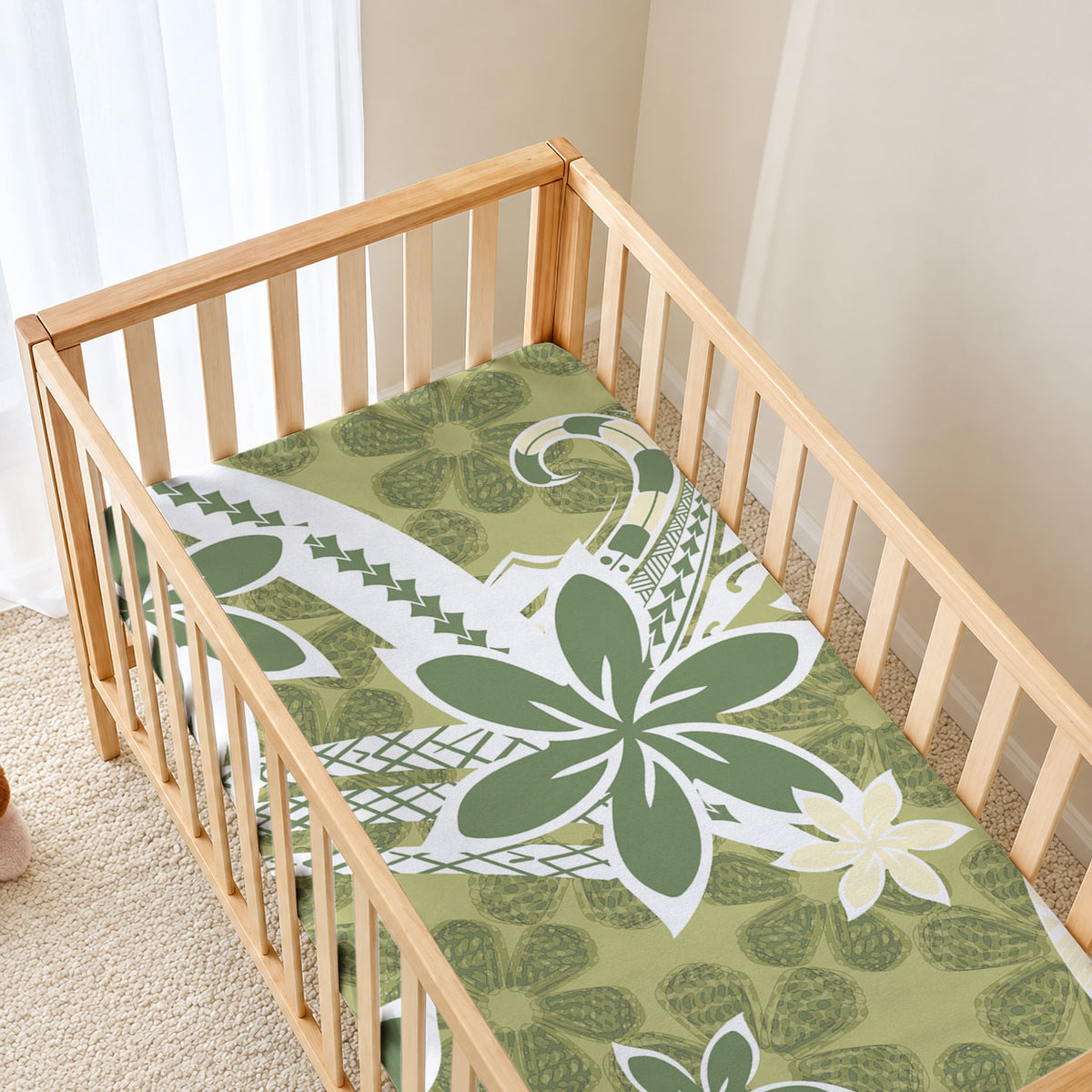Hawaii Pupuala Plumeria Olive Green Baby Bed Cover Polynesian Pattern LT01 - Polynesian Pride