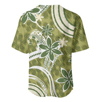 Hawaii Pupuala Plumeria Olive Green Baseball Jersey Polynesian Pattern LT01 - Polynesian Pride