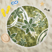 Hawaii Pupuala Plumeria Olive Green Beach Blanket Polynesian Pattern LT01 One Size 150cm Olive Green - Polynesian Pride