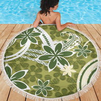 Hawaii Pupuala Plumeria Olive Green Beach Blanket Polynesian Pattern LT01 - Polynesian Pride