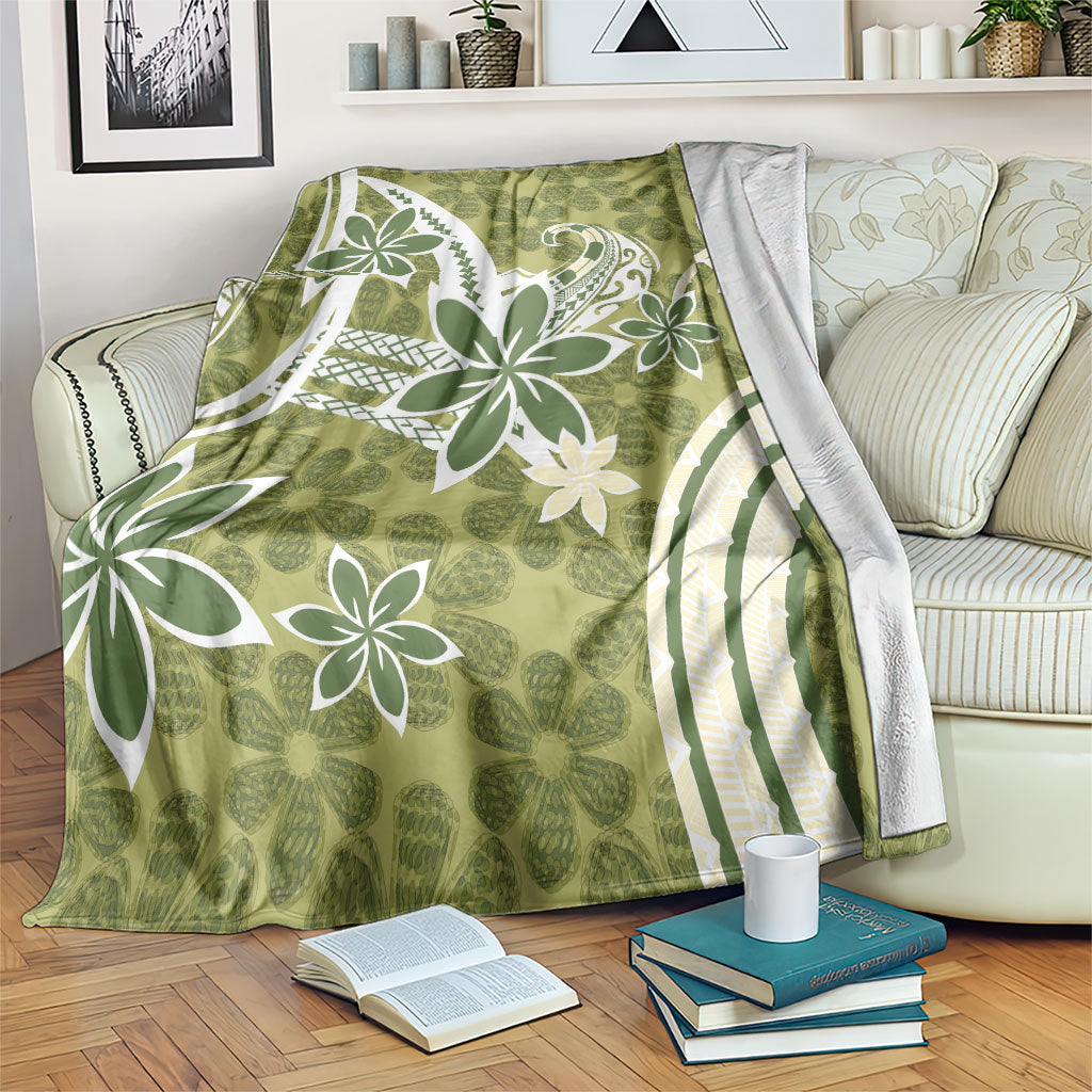 Hawaii Pupuala Plumeria Olive Green Blanket Polynesian Pattern LT01 Olive Green - Polynesian Pride
