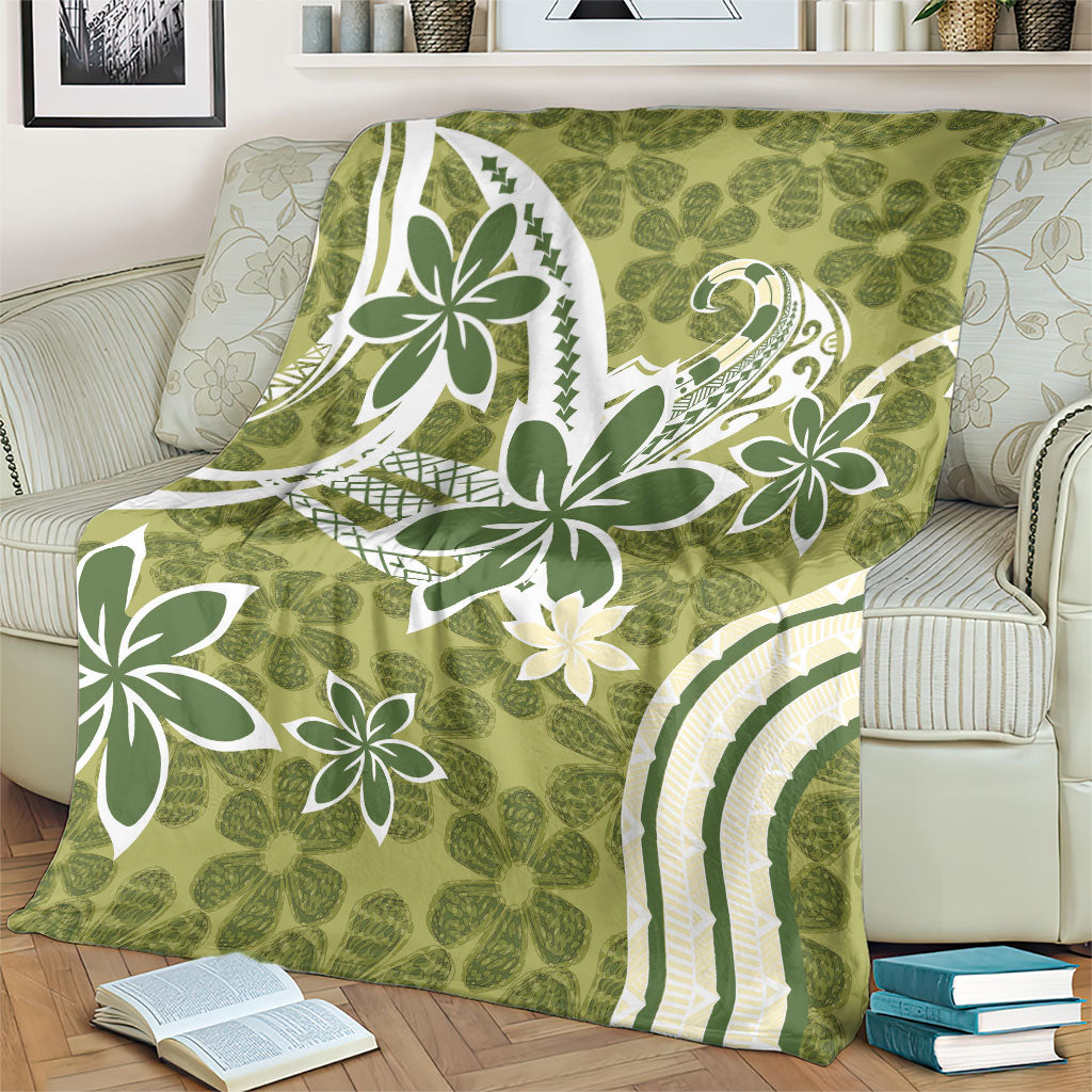 Hawaii Pupuala Plumeria Olive Green Blanket Polynesian Pattern LT01 - Polynesian Pride