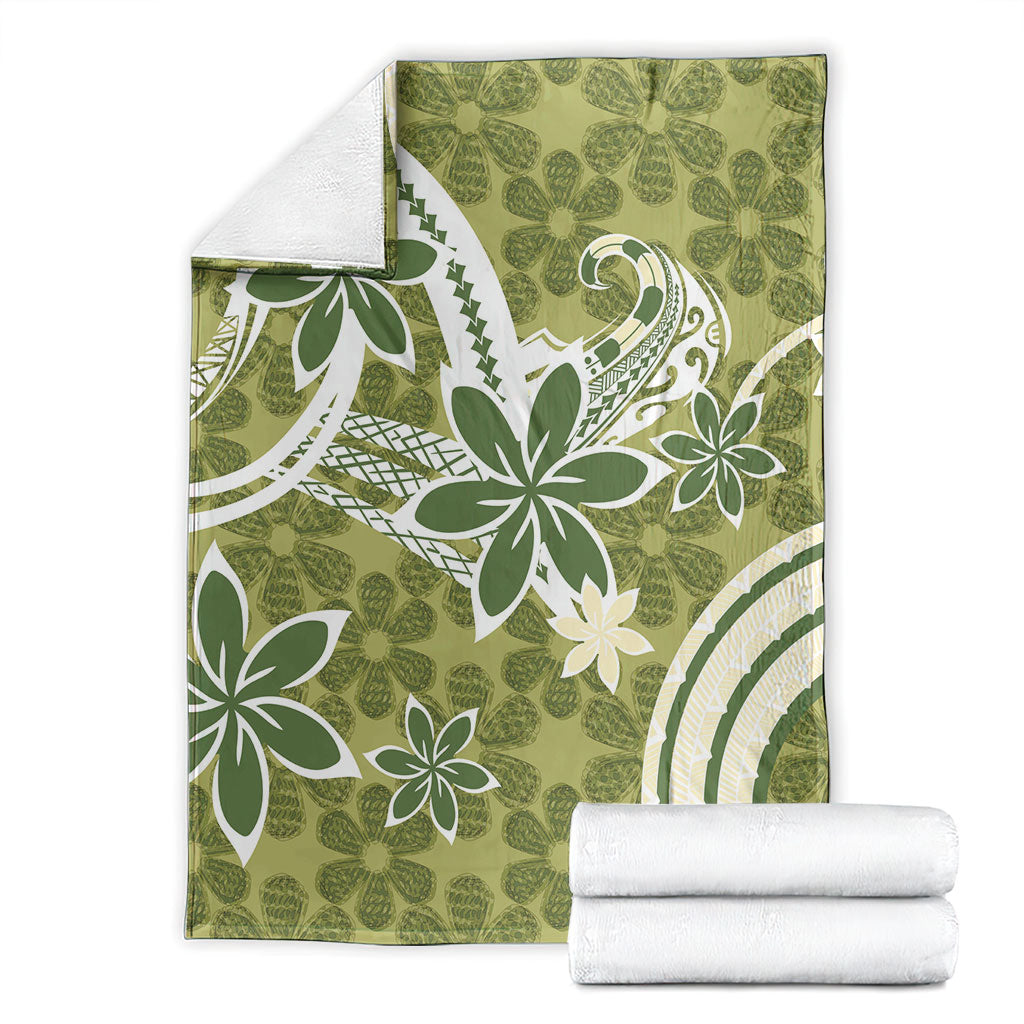 Hawaii Pupuala Plumeria Olive Green Blanket Polynesian Pattern LT01 - Polynesian Pride