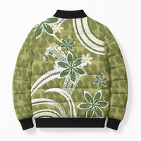 Hawaii Pupuala Plumeria Olive Green Bomber Puffer Jacket Polynesian Pattern LT01 - Polynesian Pride