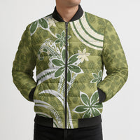 Hawaii Pupuala Plumeria Olive Green Bomber Puffer Jacket Polynesian Pattern LT01 - Polynesian Pride