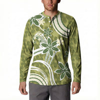Hawaii Pupuala Plumeria Olive Green Button Sweatshirt Polynesian Pattern LT01 - Polynesian Pride