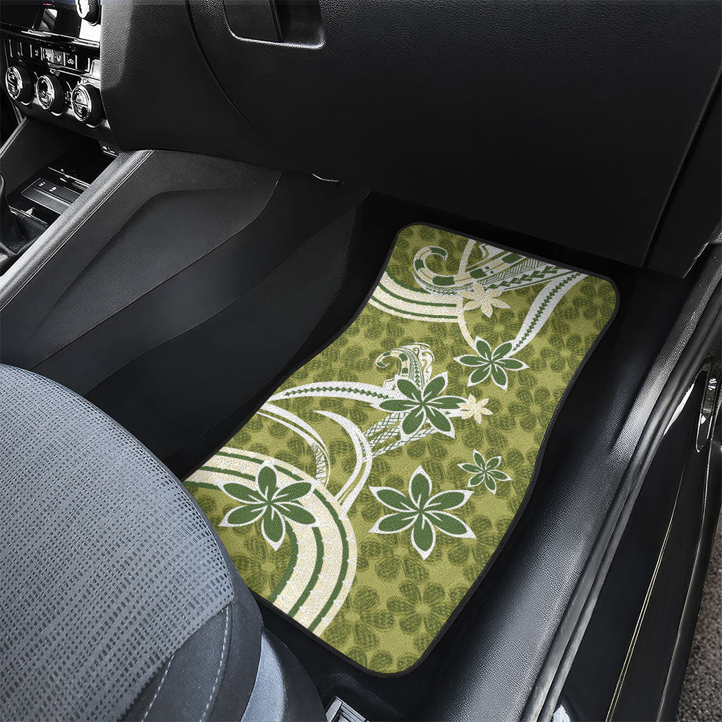 Hawaii Pupuala Plumeria Olive Green Car Mats Polynesian Pattern LT01 - Polynesian Pride
