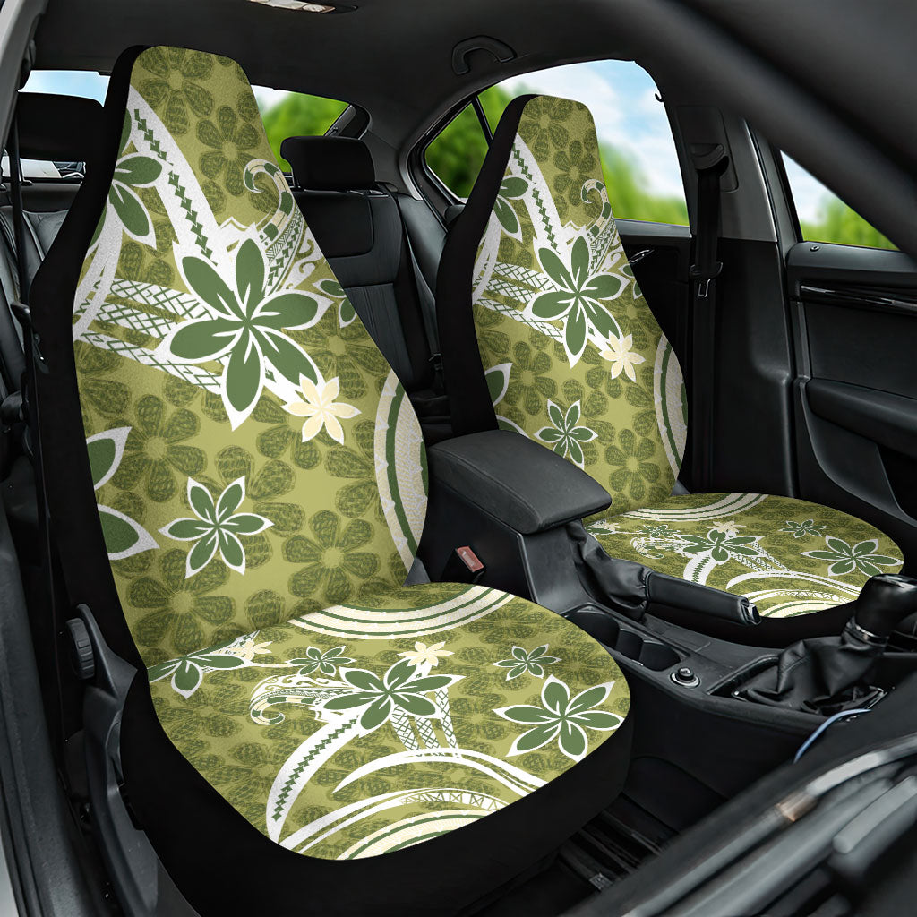 Hawaii Pupuala Plumeria Olive Green Car Seat Cover Polynesian Pattern LT01 One Size Olive Green - Polynesian Pride
