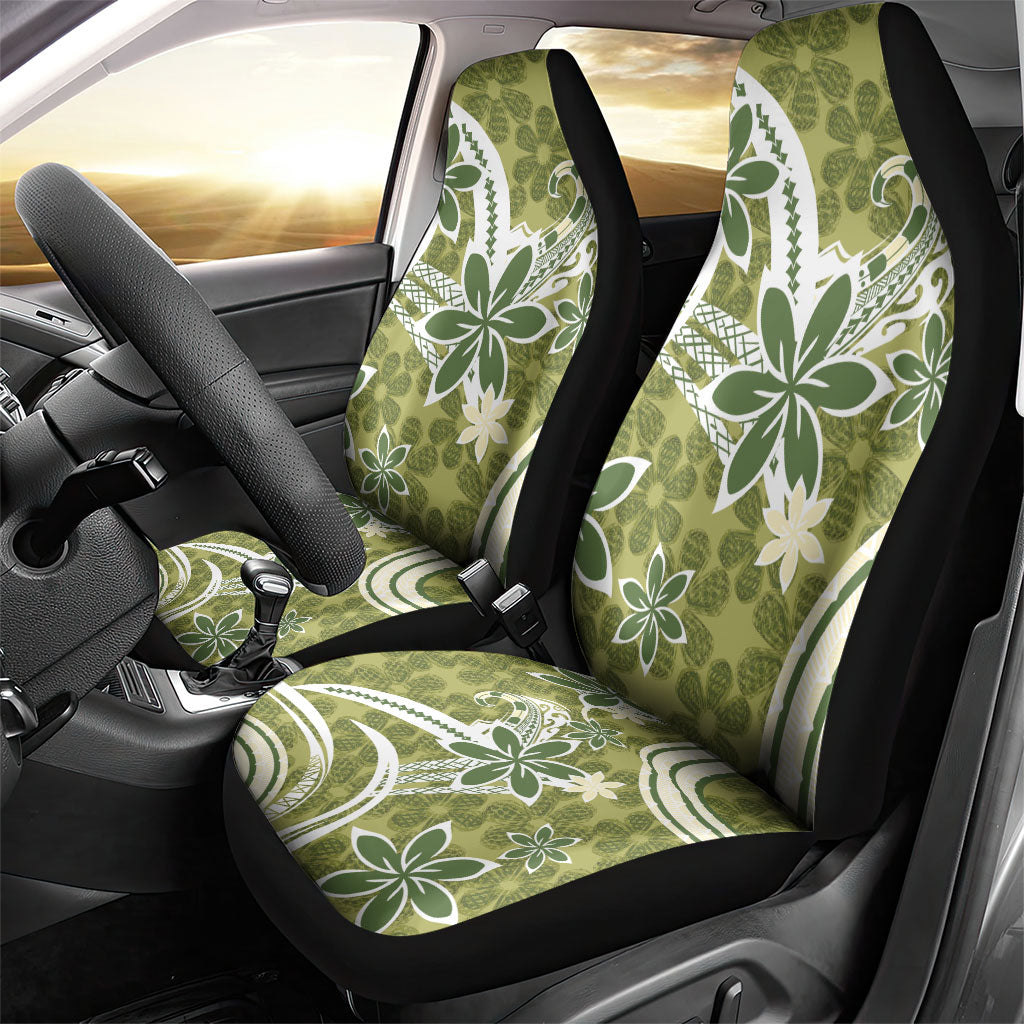 Hawaii Pupuala Plumeria Olive Green Car Seat Cover Polynesian Pattern LT01 - Polynesian Pride