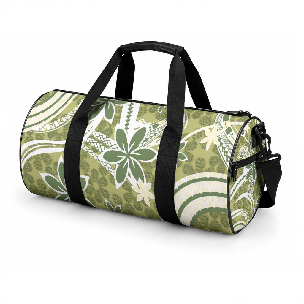 Hawaii Pupuala Plumeria Olive Green Duffle Bag Polynesian Pattern LT01 - Polynesian Pride
