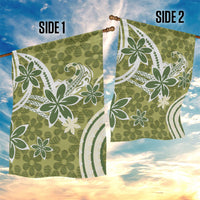 Hawaii Pupuala Plumeria Olive Green Garden Flag Polynesian Pattern LT01 - Polynesian Pride