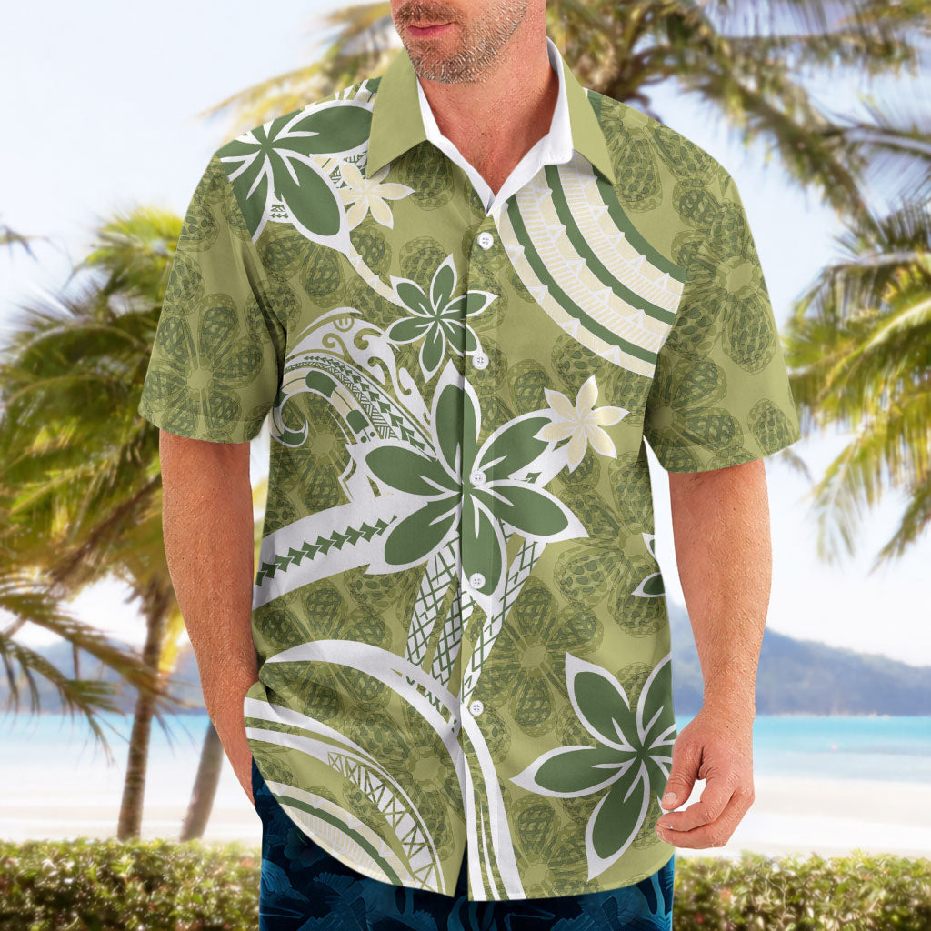 Hawaii Pupuala Plumeria Olive Green Hawaiian Shirt Polynesian Pattern LT01 - Polynesian Pride