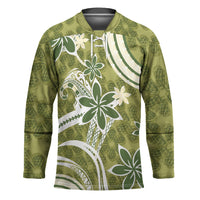 Hawaii Pupuala Plumeria Olive Green Hockey Jersey Polynesian Pattern LT01 Unisex Olive Green - Polynesian Pride
