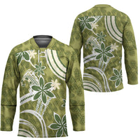 Hawaii Pupuala Plumeria Olive Green Hockey Jersey Polynesian Pattern LT01 - Polynesian Pride