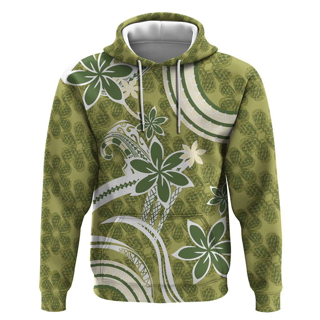 Hawaii Pupuala Plumeria Olive Green Hoodie Polynesian Pattern LT01 Pullover Hoodie Olive Green - Polynesian Pride