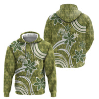Hawaii Pupuala Plumeria Olive Green Hoodie Polynesian Pattern LT01 - Polynesian Pride