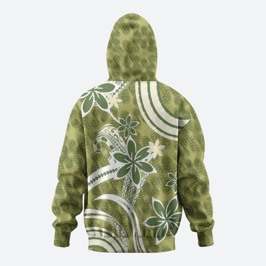 Hawaii Pupuala Plumeria Olive Green Hoodie Polynesian Pattern LT01 - Polynesian Pride