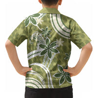 Hawaii Pupuala Plumeria Olive Green Kid Hawaiian Shirt Polynesian Pattern LT01 - Polynesian Pride
