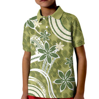 Hawaii Pupuala Plumeria Olive Green Kid Polo Shirt Polynesian Pattern LT01 Kid Olive Green - Polynesian Pride