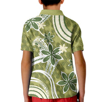Hawaii Pupuala Plumeria Olive Green Kid Polo Shirt Polynesian Pattern LT01 - Polynesian Pride
