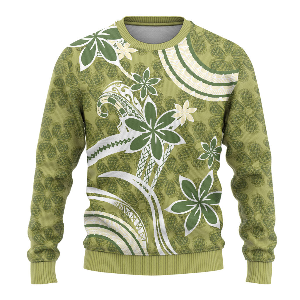 Hawaii Pupuala Plumeria Olive Green Ugly Christmas Sweater Polynesian Pattern LT01 - Polynesian Pride