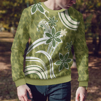 Hawaii Pupuala Plumeria Olive Green Ugly Christmas Sweater Polynesian Pattern LT01 - Polynesian Pride