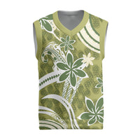 Hawaii Pupuala Plumeria Olive Green Christmas Knitted V-Neck Vest Polynesian Pattern LT01 Olive Green - Polynesian Pride