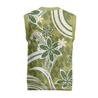 Hawaii Pupuala Plumeria Olive Green Christmas Knitted V-Neck Vest Polynesian Pattern LT01 - Polynesian Pride