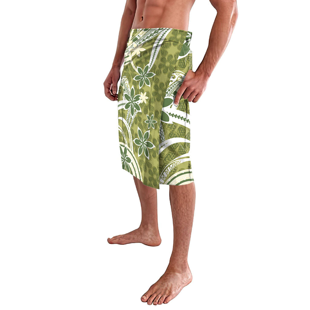 Hawaii Pupuala Plumeria Olive Green Lavalava Polynesian Pattern LT01 - Polynesian Pride