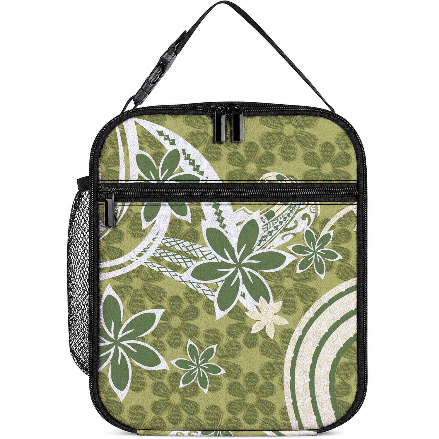 Hawaii Pupuala Plumeria Olive Green Lunch Bag Polynesian Pattern LT01 10.2 × 8.3 × 4.3 inch Olive Green - Polynesian Pride