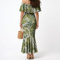 Hawaii Pupuala Plumeria Olive Green Mermaid Dress Polynesian Pattern LT01 - Polynesian Pride