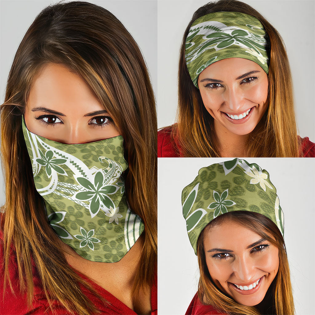 Hawaii Pupuala Plumeria Olive Green Neck Gaiter Polynesian Pattern LT01 - Polynesian Pride