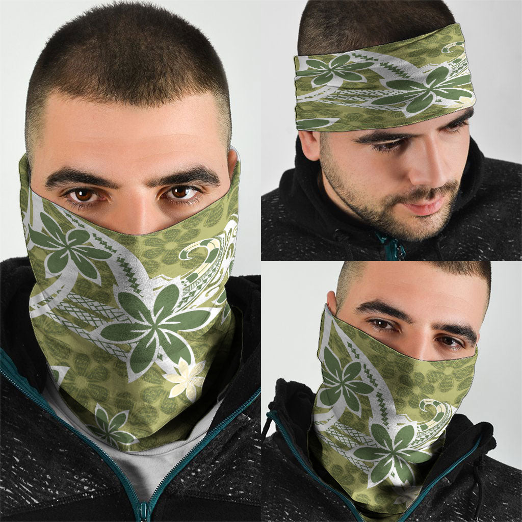 Hawaii Pupuala Plumeria Olive Green Neck Gaiter Polynesian Pattern LT01 - Polynesian Pride
