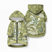 Hawaii Pupuala Plumeria Olive Green Pet Hoodie Polynesian Pattern LT01 Zip-up Olive Green - Polynesian Pride