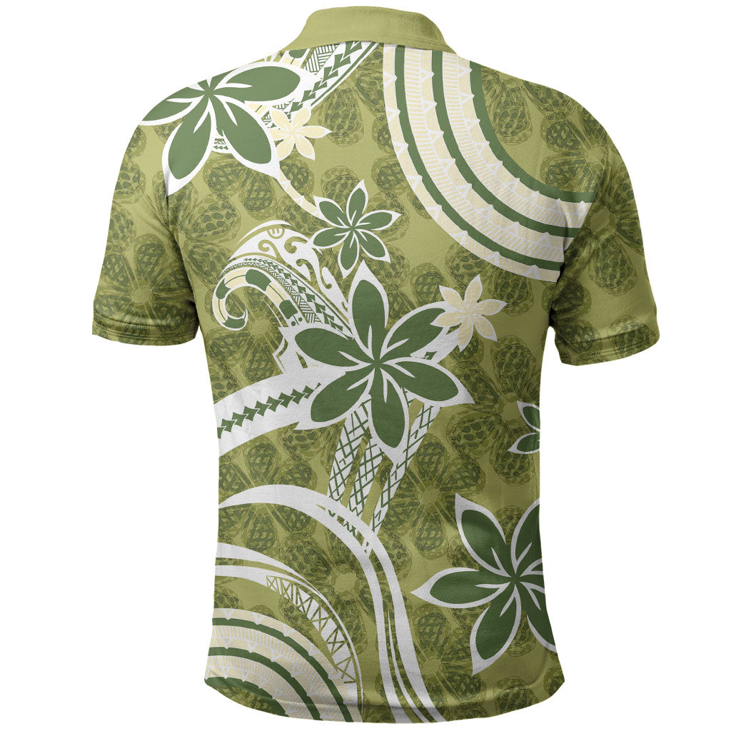 Hawaii Pupuala Plumeria Olive Green Polo Shirt Polynesian Pattern LT01 - Polynesian Pride