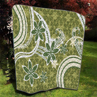 Hawaii Pupuala Plumeria Olive Green Quilt Polynesian Pattern LT01 - Polynesian Pride