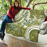 Hawaii Pupuala Plumeria Olive Green Quilt Polynesian Pattern LT01 - Polynesian Pride