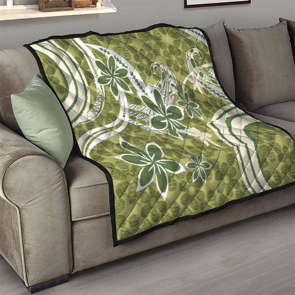 Hawaii Pupuala Plumeria Olive Green Quilt Polynesian Pattern LT01 - Polynesian Pride