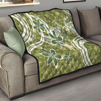 Hawaii Pupuala Plumeria Olive Green Quilt Polynesian Pattern LT01 - Polynesian Pride