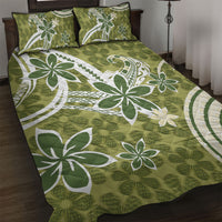 Hawaii Pupuala Plumeria Olive Green Quilt Bed Set Polynesian Pattern LT01 Olive Green - Polynesian Pride