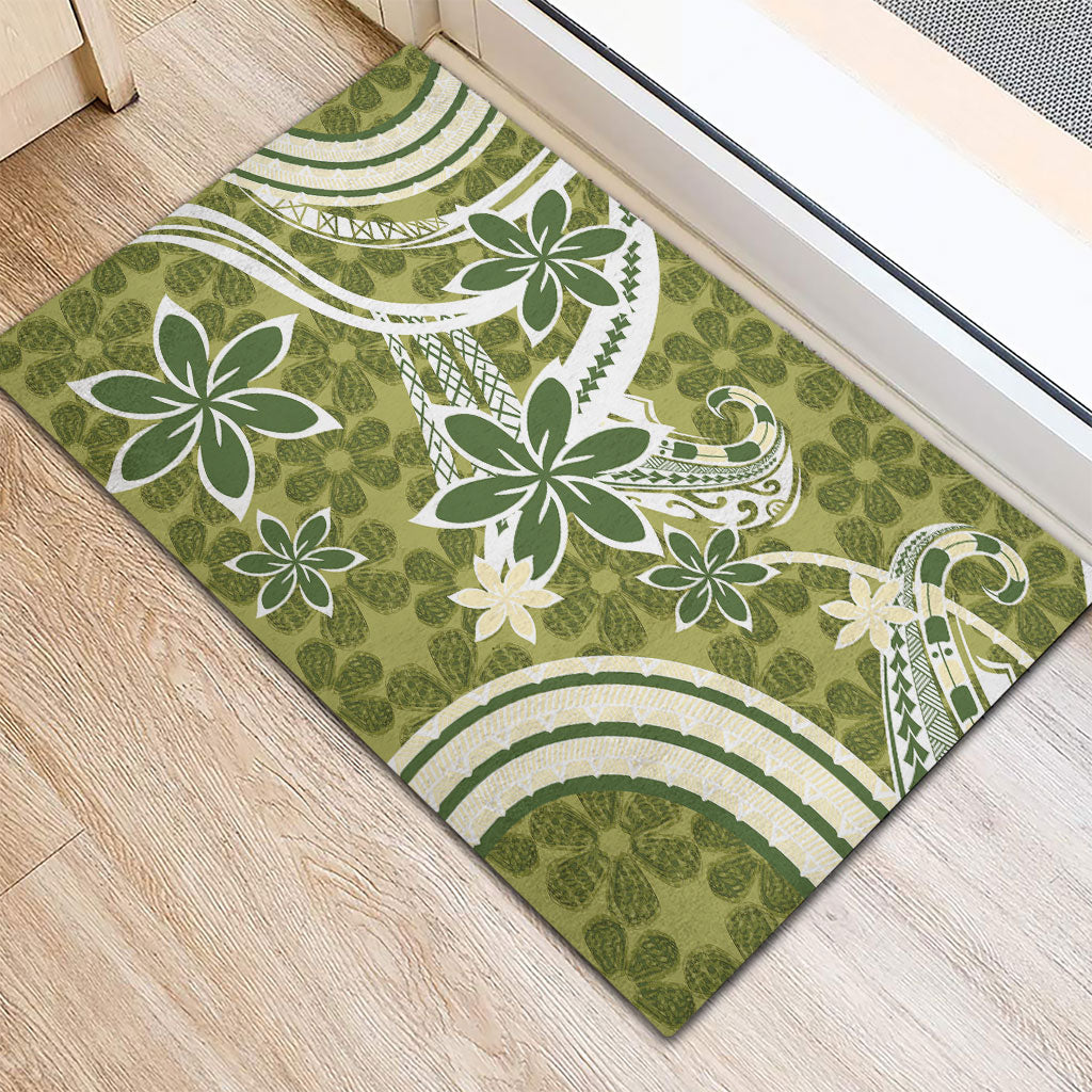 Hawaii Pupuala Plumeria Olive Green Rubber Doormat Polynesian Pattern LT01 - Polynesian Pride
