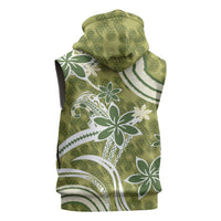 Hawaii Pupuala Plumeria Olive Green Sleeveless Hoodie Polynesian Pattern LT01 - Polynesian Pride