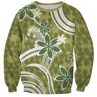 Hawaii Pupuala Plumeria Olive Green Sweatshirt Polynesian Pattern LT01 Unisex Olive Green - Polynesian Pride